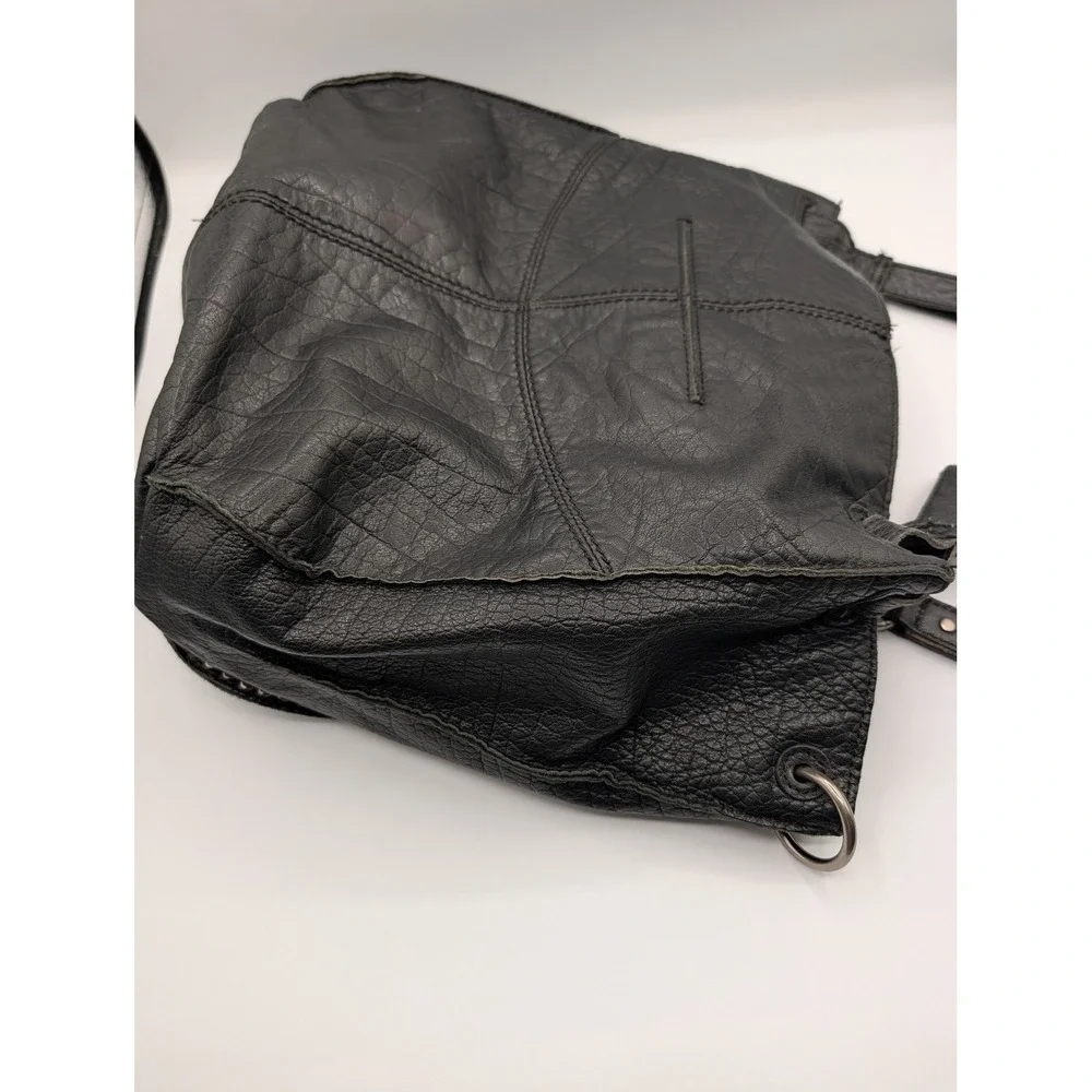 The Sak Black Pebbled Leather Studded Hobo Bag Shoulder Purse Slouchy Tote